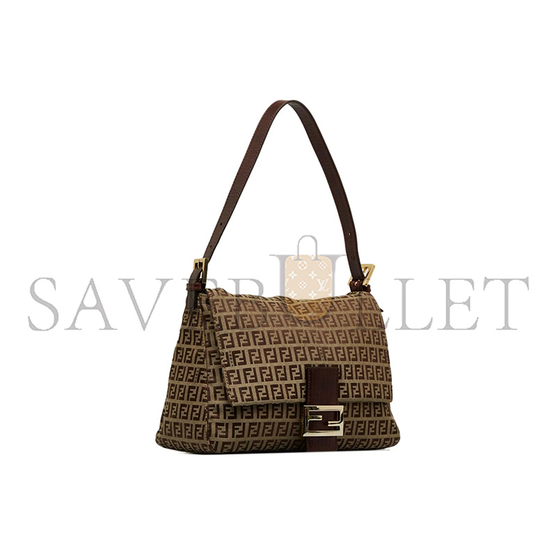FENDI ZUCHINNO CANVAS AND LEATHER FF ZIP SHOULDER 890TYHTTNIOI66CE (33*19*8cm)